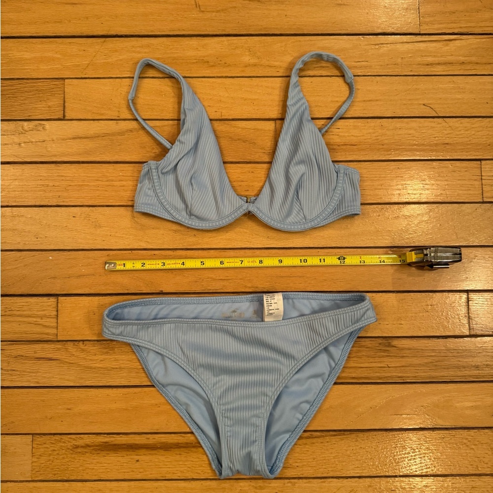 Hollister Light Blue Ribbed Underwire Bikini Set